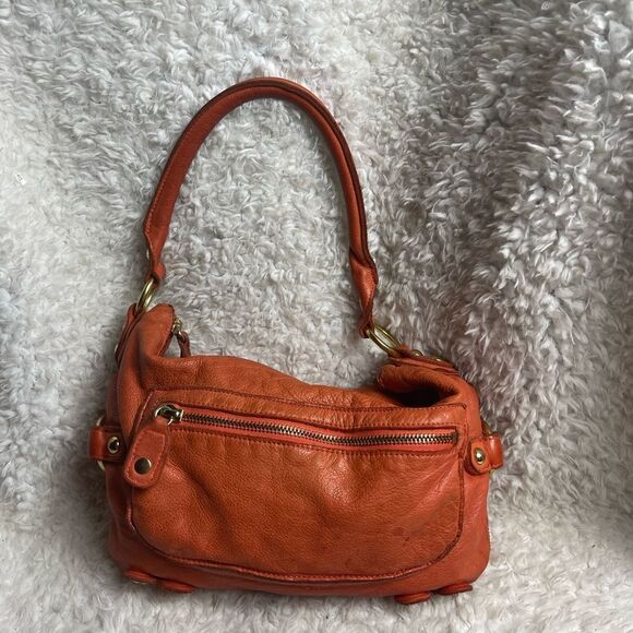 Vintage Fully Leather Orange Linea Pelle Collection shoulder bag brass hardwares - Picture 12 of 16